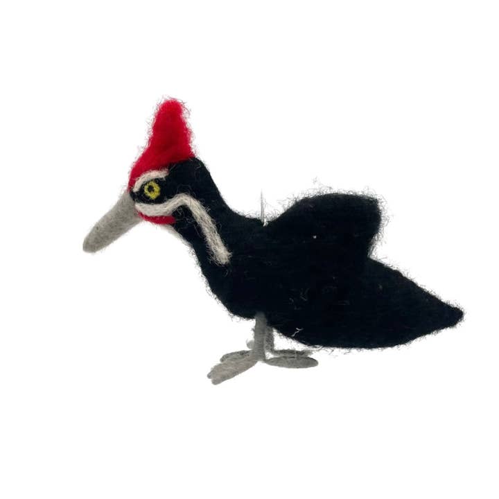 Pileated Woodpecker Felt Ornament for wholesale by Women of the Cloud Forest