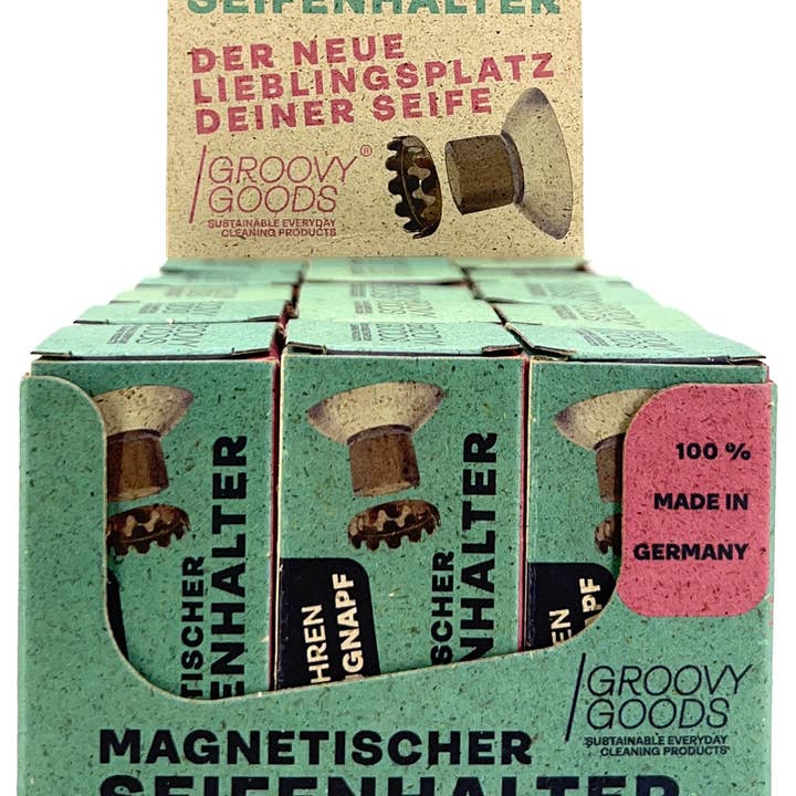 Groovy Goods – Engroshandel Sæbepose – Magnetisk sæbeholder med sugekop, 100% MADE IN GERMANY