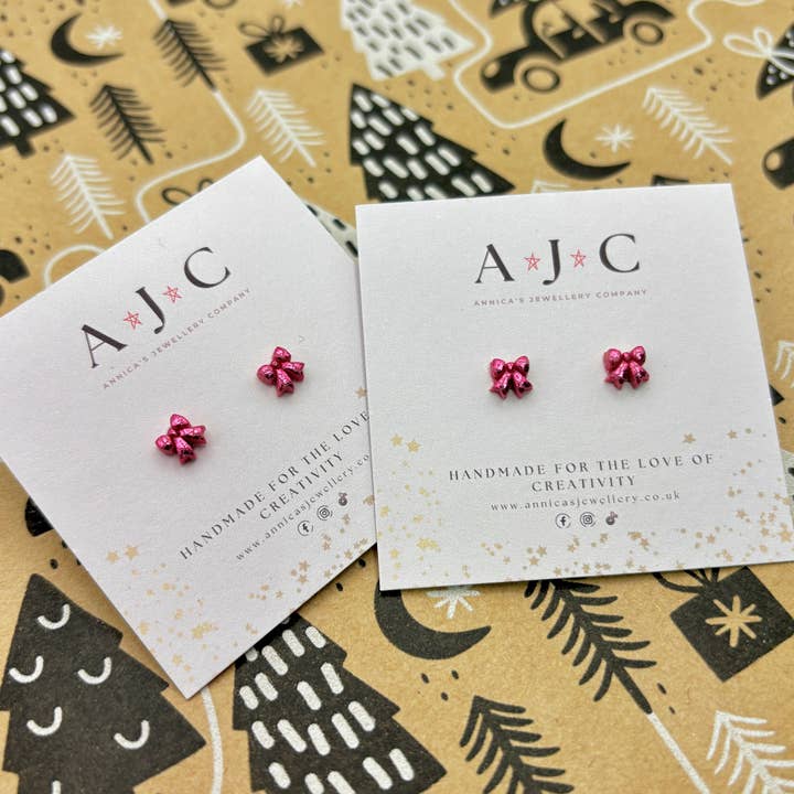 Micro Pink Foil Bows for wholesale by Annica’s Jewellery Co