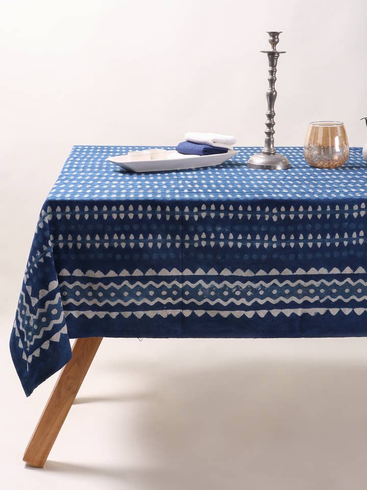 Handcrafted Indigo Dabu Block Printed Table Cover - Dining for wholesale by Artsy Home