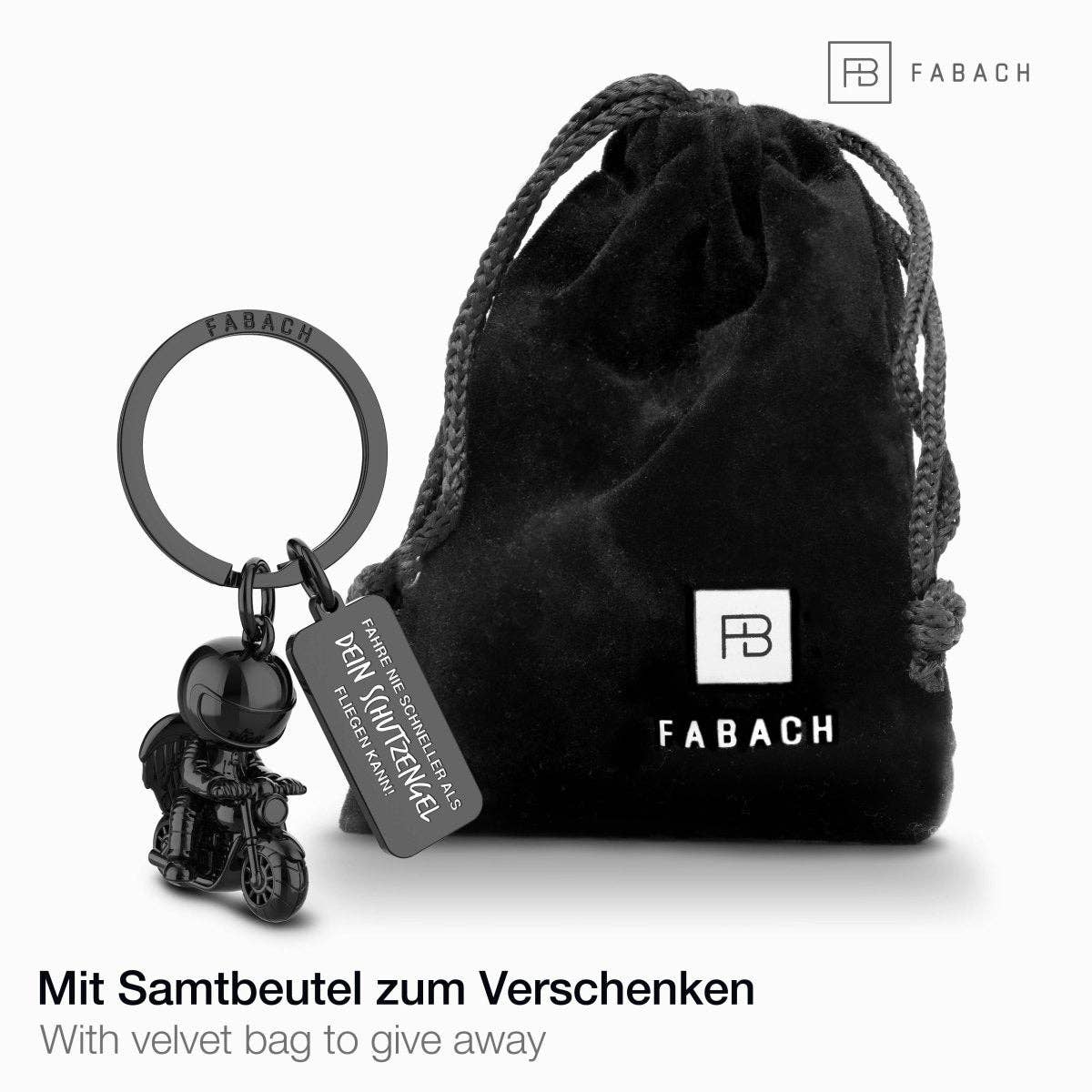 FABACH – Die Schlüsselanhänger-Schmiede - Wholesale Keychain - Unisex - Motorcycle keychain with guardian angel - Angel good luck charm for motorcyclists with engraving1