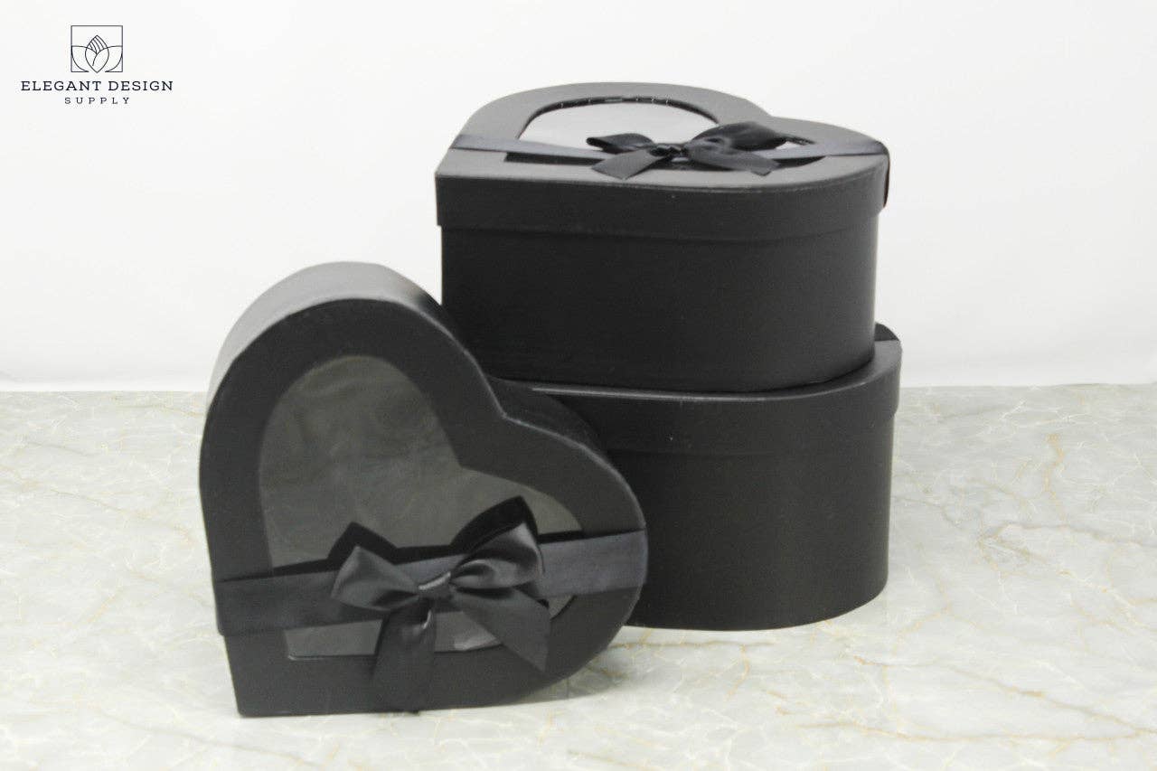 Elegant Design Supply - Wholesale Gift Box - Heart Shape box with Ribbon and Clear Lid17