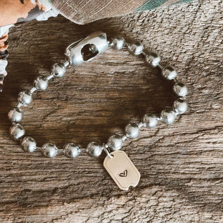 Sosobella Designs - Wholesale Charm/Dangle Bracelet - Brass Heart Tag Bracelet1