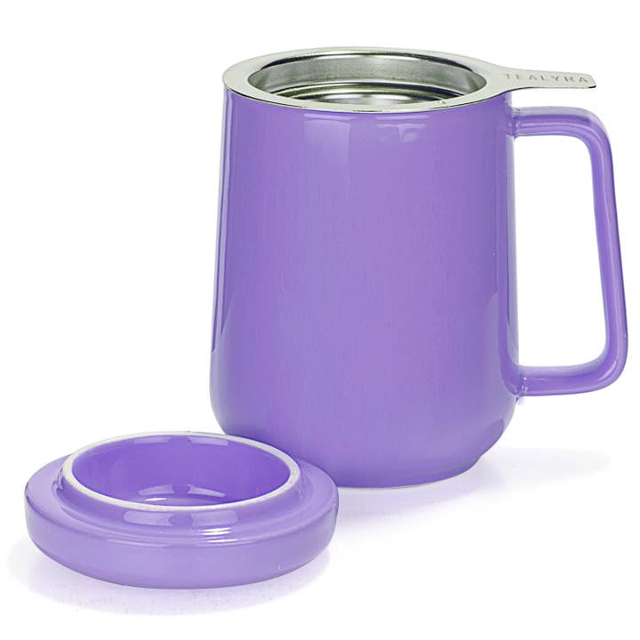 TEALYRA / LUXBE - Wholesale Coffee Mug - Peak Porcelain Mug With Infuser 19oz, Purple Matte Finish
