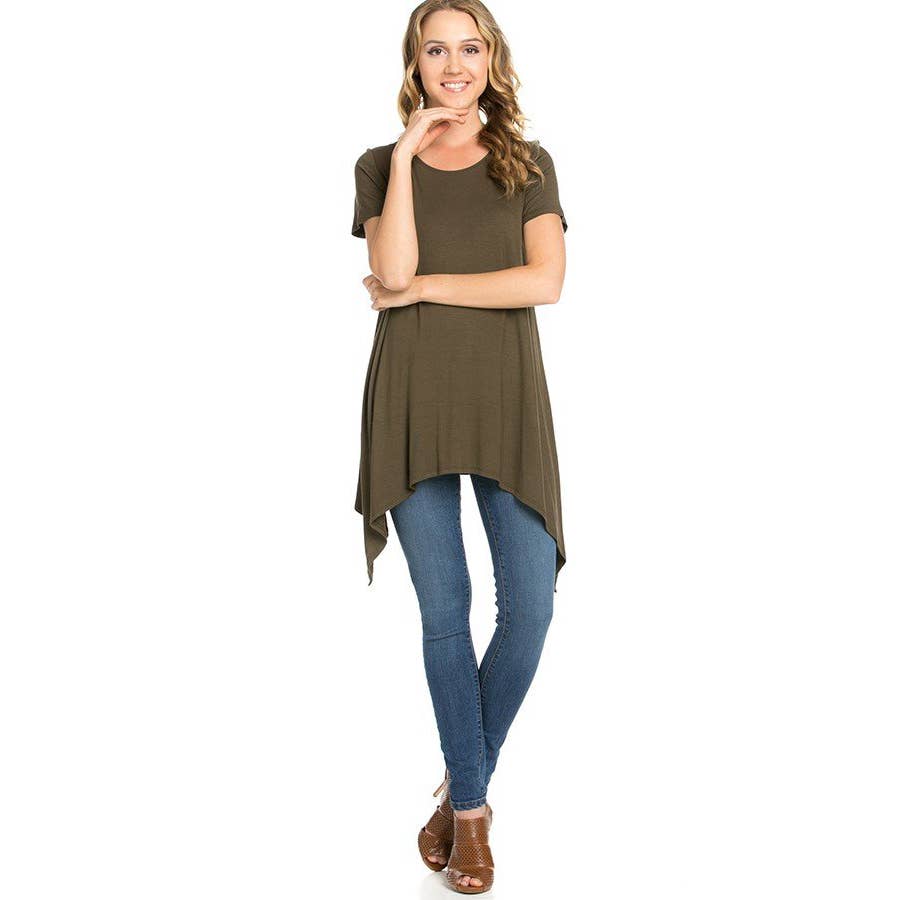 Azules Clothing - Wholesale Tunic - Women's - ATP-2267RS Piko Short Sleeve Tunic12