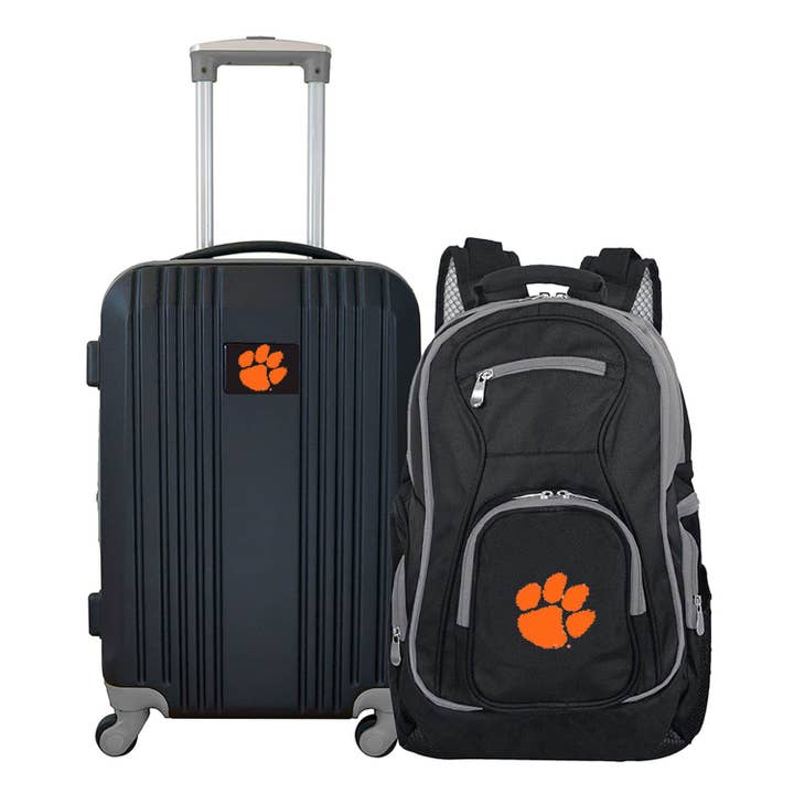 NCAA Clemson Tigers Premium 2 Piece Backpack & Carry-On Set for wholesale by Mojo Licensing