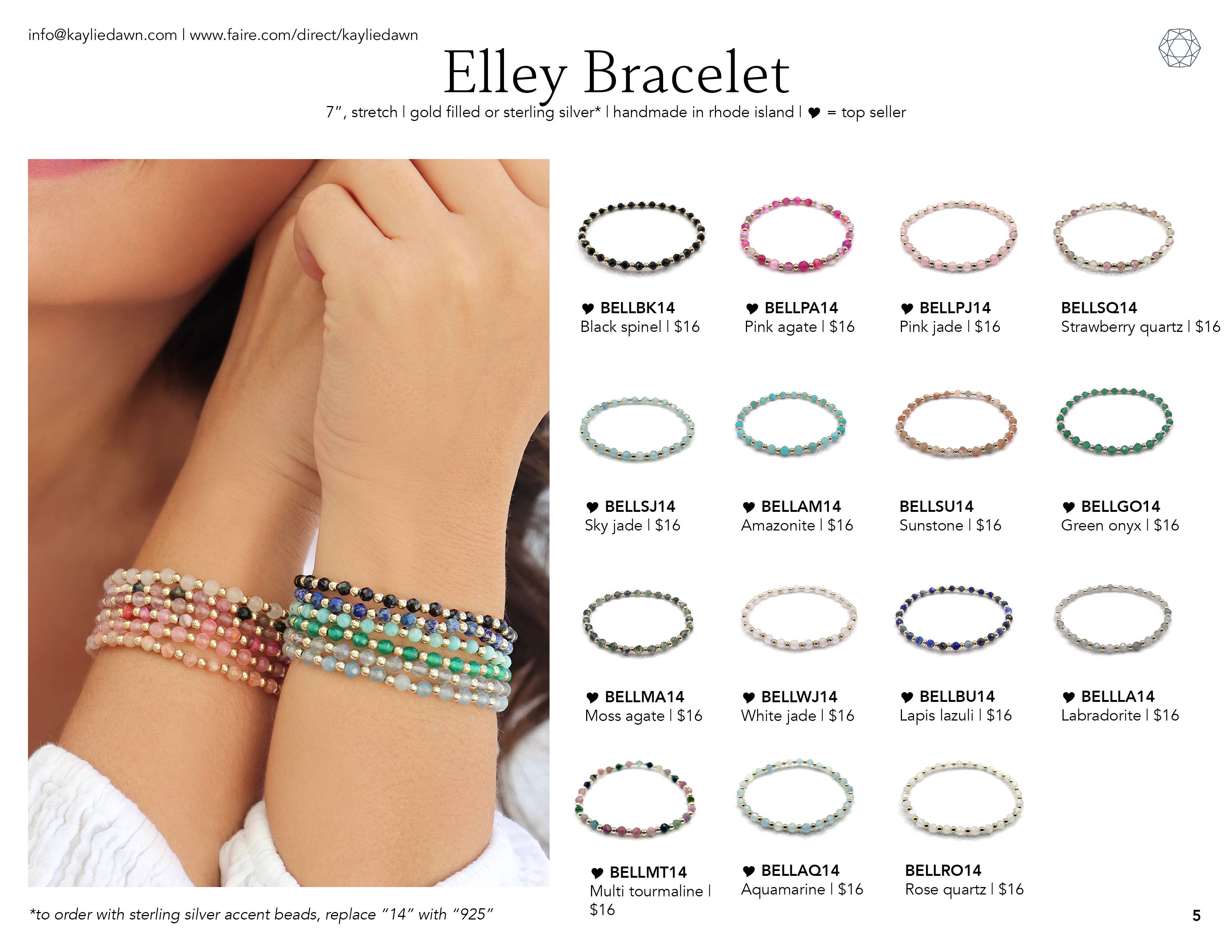 Kaylie Dawn Jewelry - Wholesale Beaded Bracelet - Elley Stretchy Stackable Gemstone Bracelet, Handmade in USA19