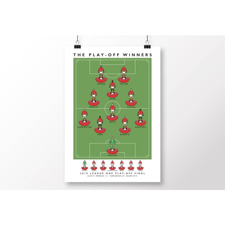 Affiche des vainqueurs des barrages 2019 de Charlton pour la vente par Matthew J I Wood Design & Illustration