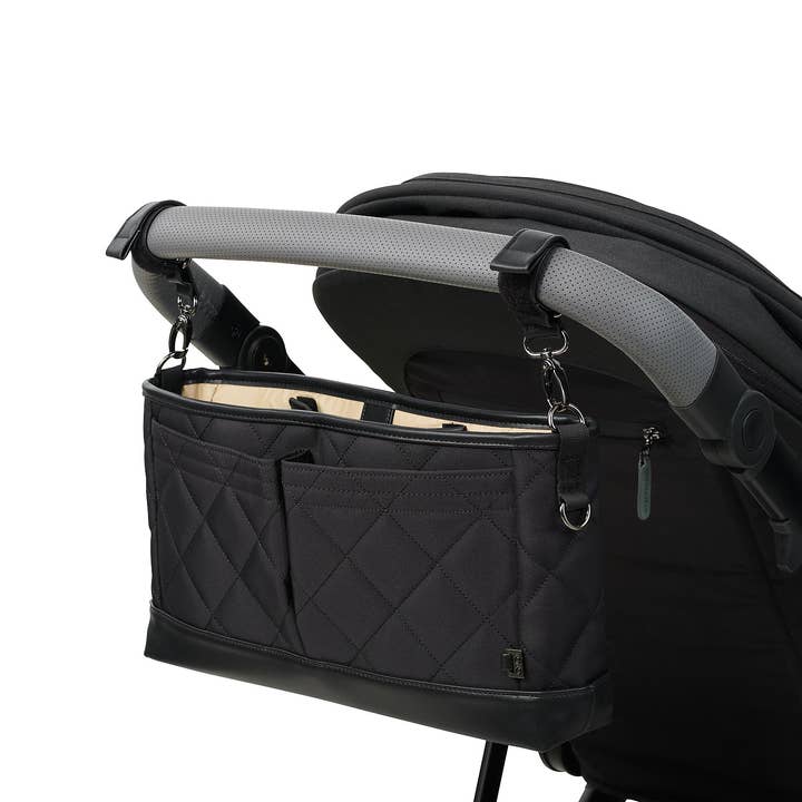 Signature Pram Caddy - Black Diamond Quilt for wholesale by OiOi