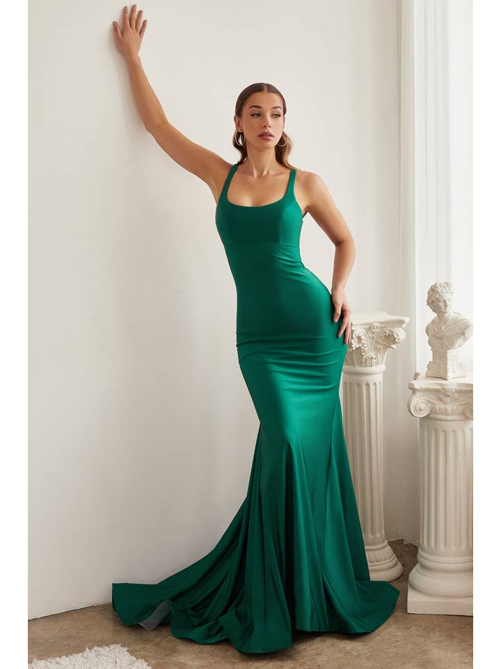 Ladivine by Cinderella Divine - Wholesale Gown - Women's - STRETCH MERMAID GOWN WITH LACE UP BACK1
