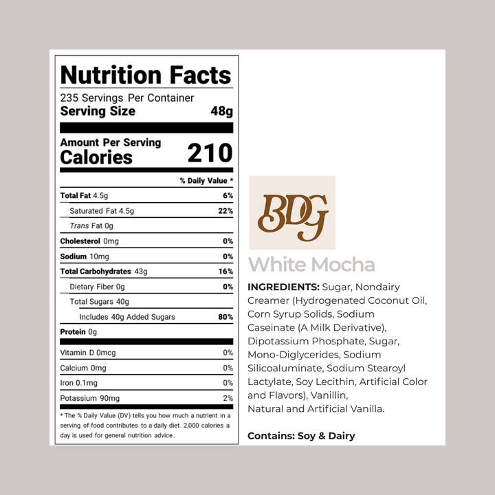 Cup of Coa Inc. - Wholesale Hot Cocoa Mix/Kit - Bulk Box of BDG White Mocha1