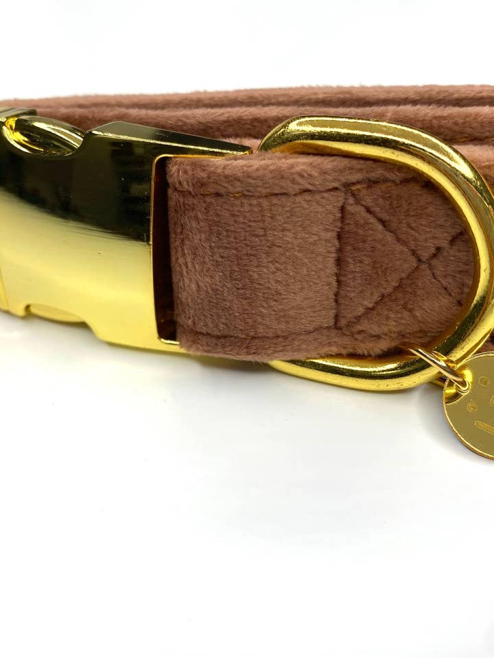 Latte Velvet Dog Collar for wholesale by Woofiao