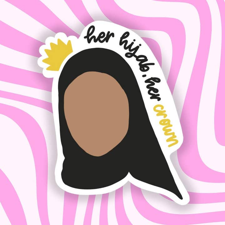 Hendes Hijab Hendes Krone Vinyl Blank Die Cut Klistermærke for engroshandel hos Marhaba Prints