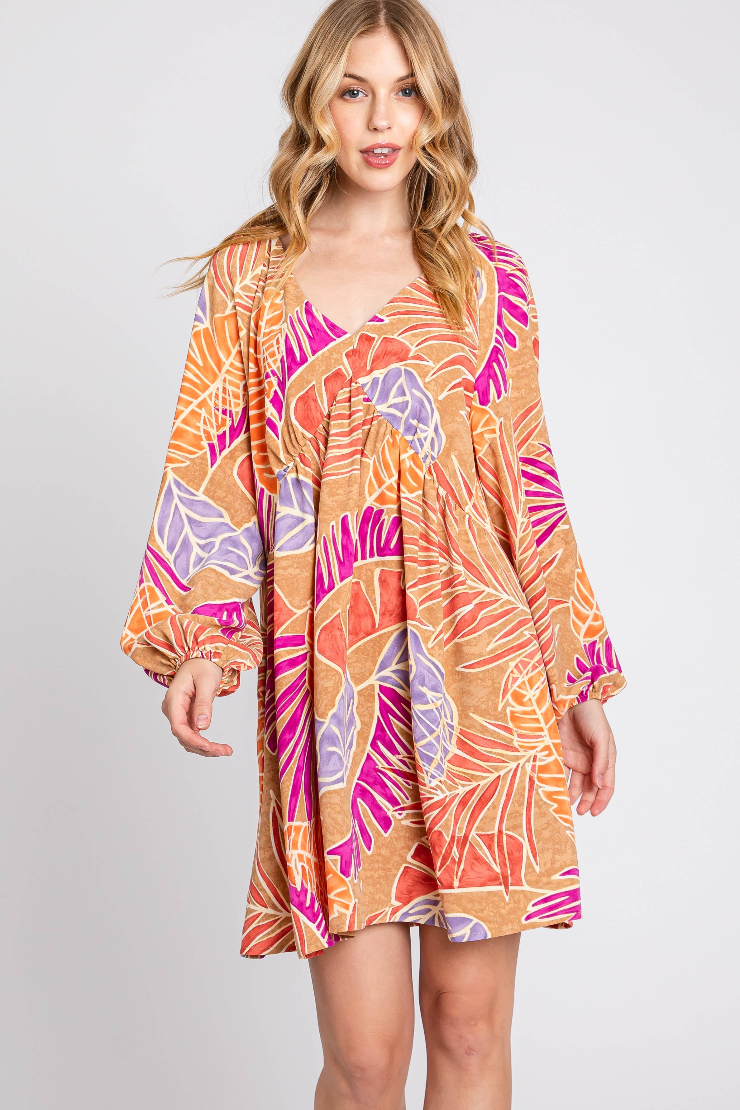 Wholesale Printed Long Sleeve Mini Dress 3447D for your