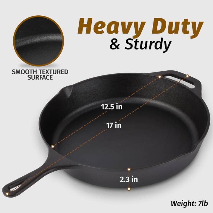 Zulay Kitchen - Wholesale Cast iron skillet - Pre-Seasoned Cast Iron Skillet – 12.5 Inch3