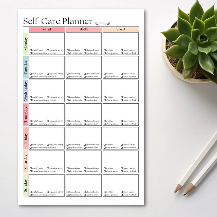 Eleventh and Taylor - Wholesale Notepad - Weekly Self-Care Planner: 50 Page Tear-Off Notepad5