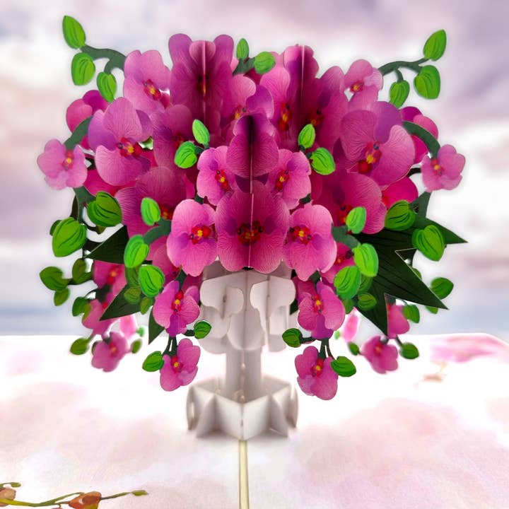Orchid Vase Pop Up Card for wholesale by Color Pop Cards