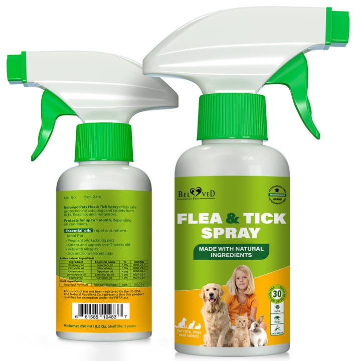 Beloved Pets - Wholesale Pet Flea/Tick Spray - Natural Flea and Tick Home Spray for Dogs, Cats & Ferret - Mosquito, Bug Repellent & Carpet Flea Killer - Pet Pest Control & House Flea Treatment Indoor - Organic Prevention for Safe