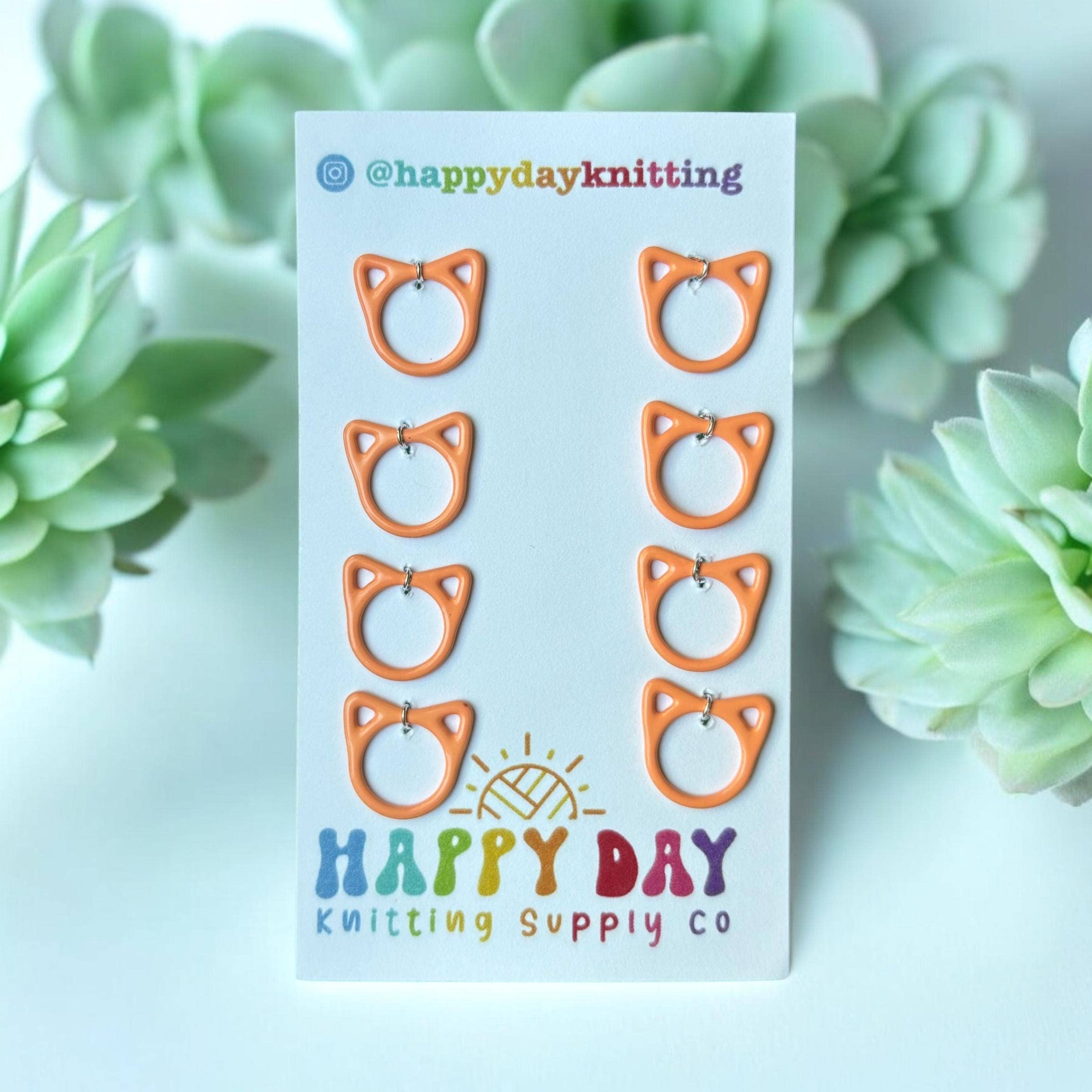 Happy Day Knitting - Wholesale Knitting/Crochet Supplies - Colourful Cat Rings Snag Free Stitch Markers Not #90