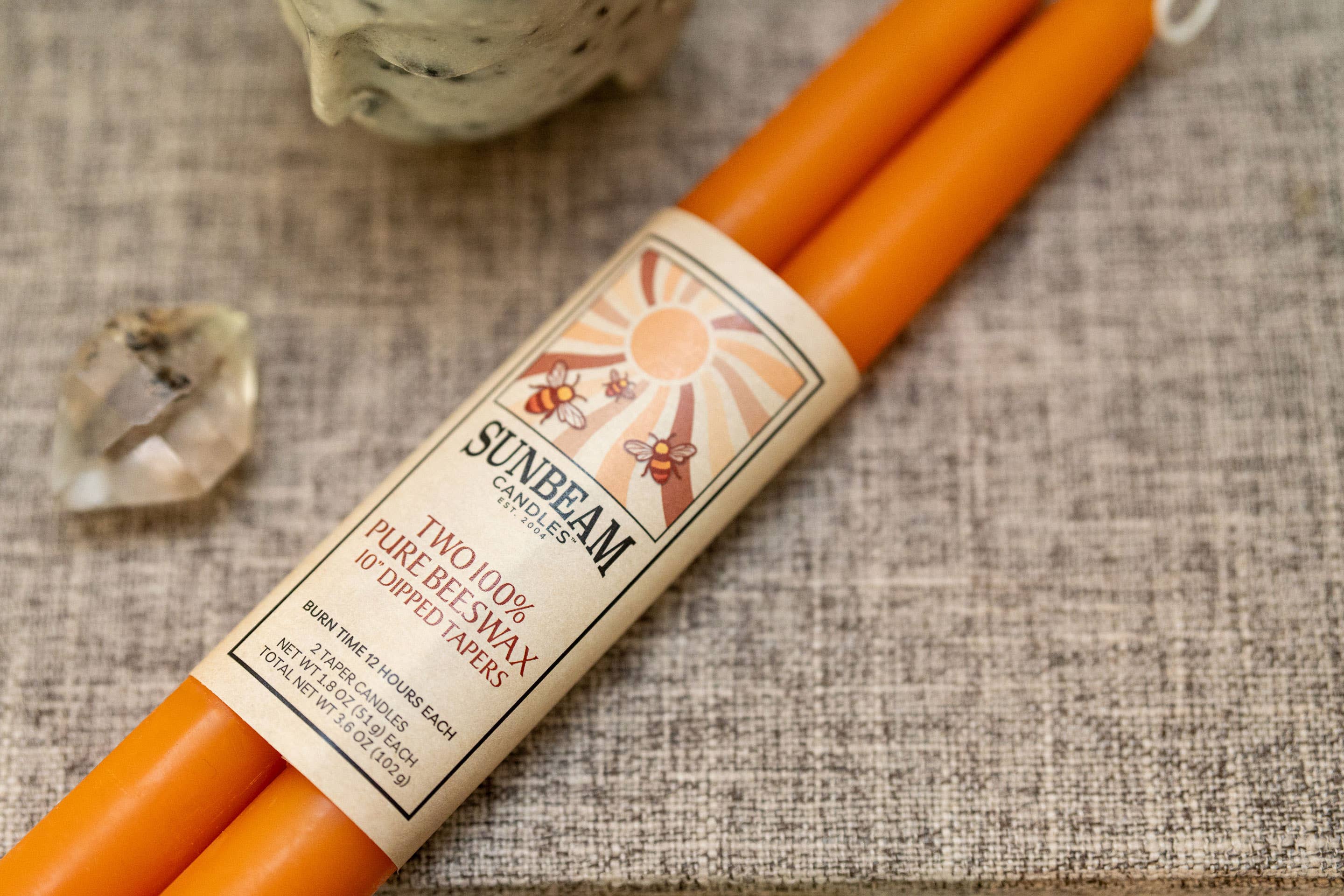 Sunbeam Candles, Inc – Vela/castiçal cónico por atacado – Velas Cónicas de Cera de Abelha de 10" - Pares Envolvidos (caixa de 6 unidades)11