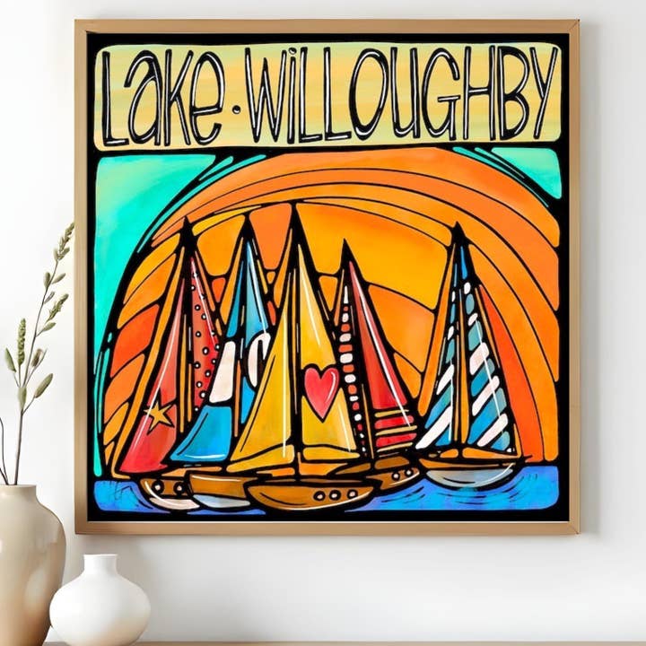 Lake Willoughby Vermont Kunstdruck – Segelboote im Bundesstaat VT für den Großhandel von Atelier Vero Wholesale