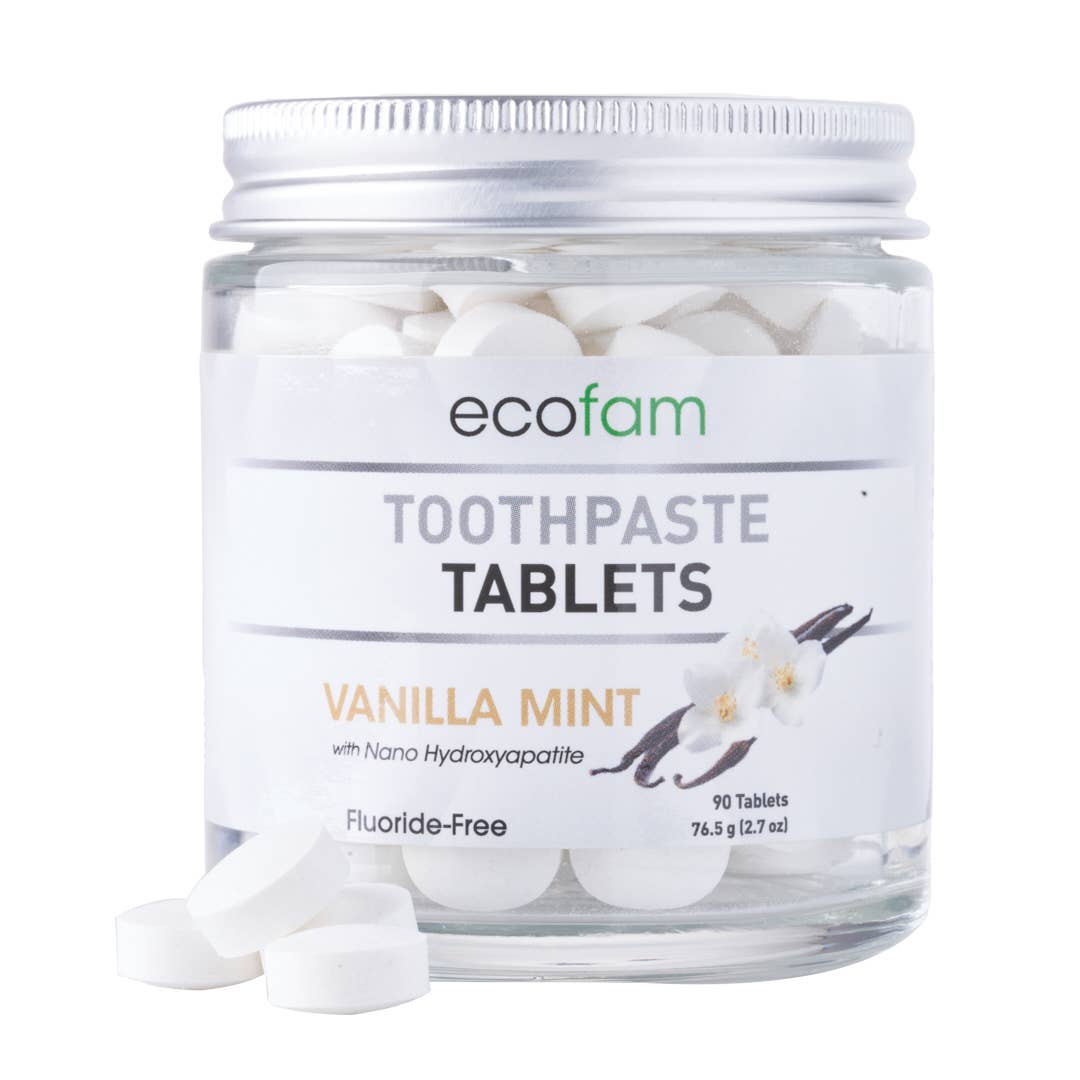 Focus Nutrition - Wholesale Toothpaste - Ecofam Vanilla Mint Toothpaste Tablets – 90 Count Glass Jar1