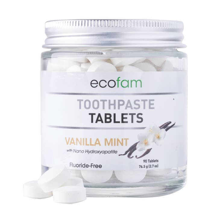 Focus Nutrition - Wholesale Toothpaste - Ecofam Vanilla Mint Toothpaste Tablets – 90 Count Glass Jar1