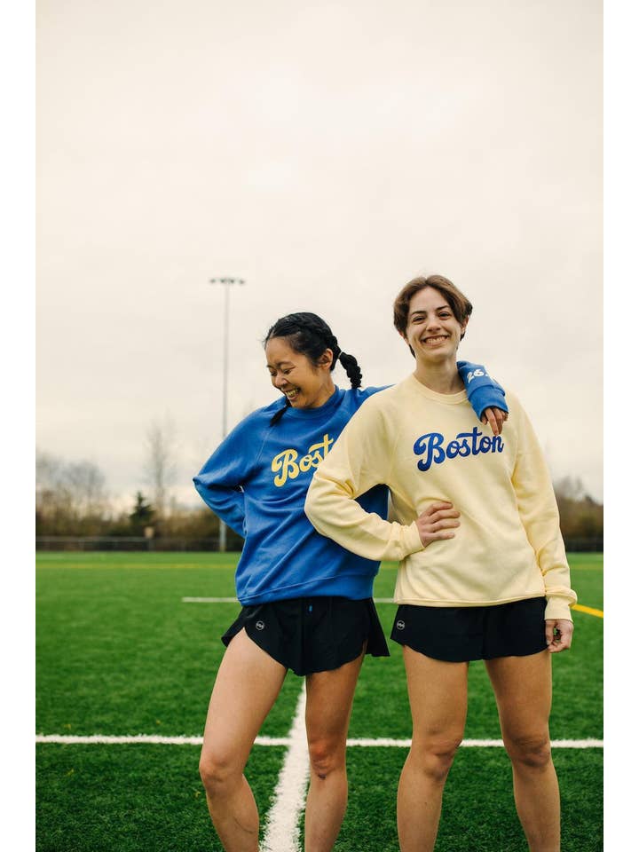 Heather Royal Blue Boston Sweatshirt for wholesale on Faire7