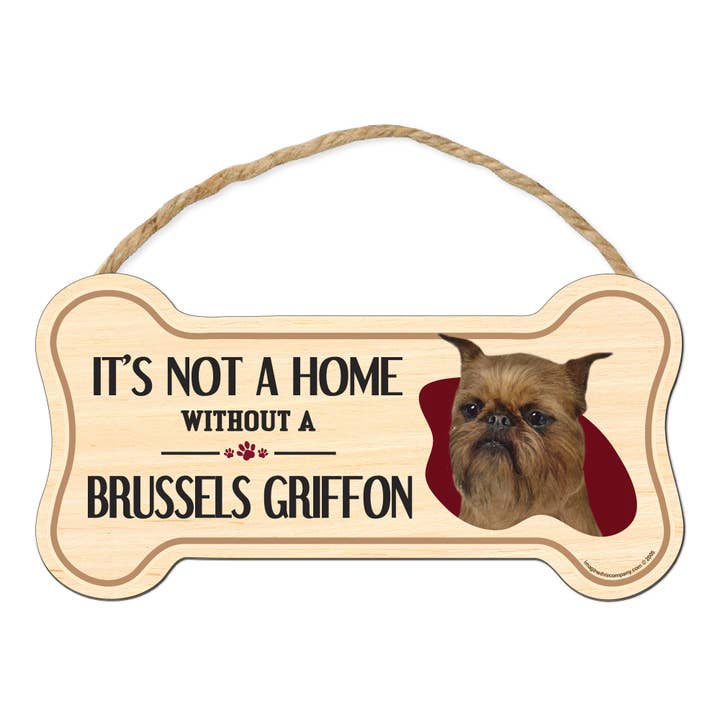 Brussels Griffon Bone Shaped Wood Sign for wholesale by Imagine This Company