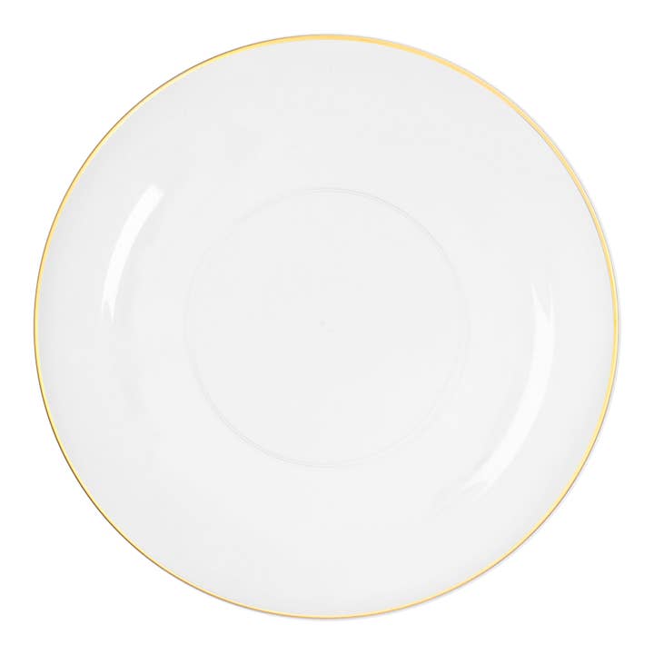 10.25" Clear w/ Gold Rim Organic Plastic Plates - 10 pcs for wholesale by Smarty had a Party