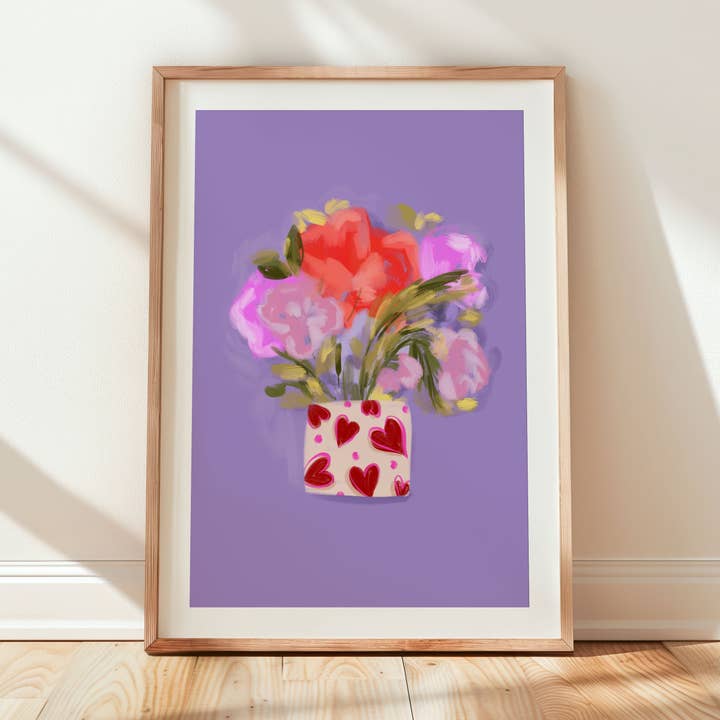 Flowers In A Vase Print, Abstract Flower Art, Floral Print for wholesale by Georgie King Designs