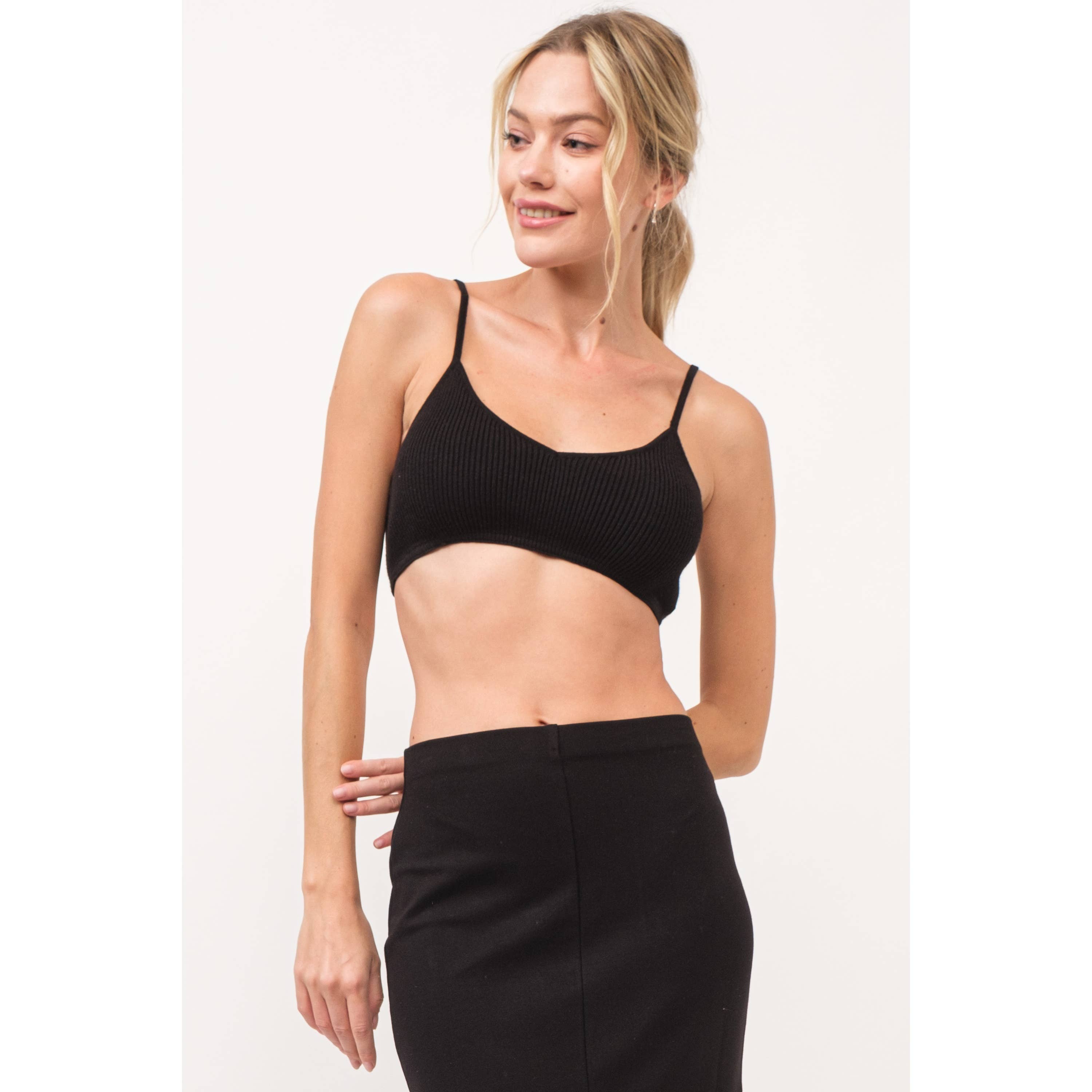 Hersy - Wholesale Knit Top - Women's - Ribbed Knit Bra Top-HT01381