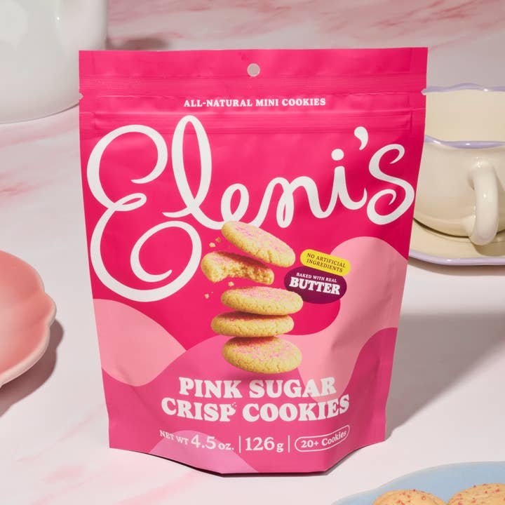Mini Pink Sugar Crisp Cookies for wholesale by Eleni's Cookies