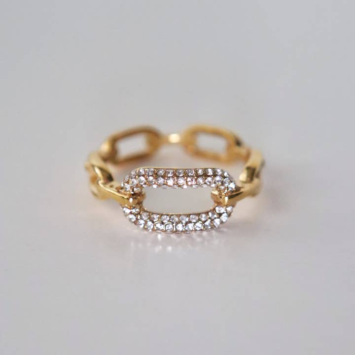 Pave Link Chain Ring for wholesale by JESSA Jewelry