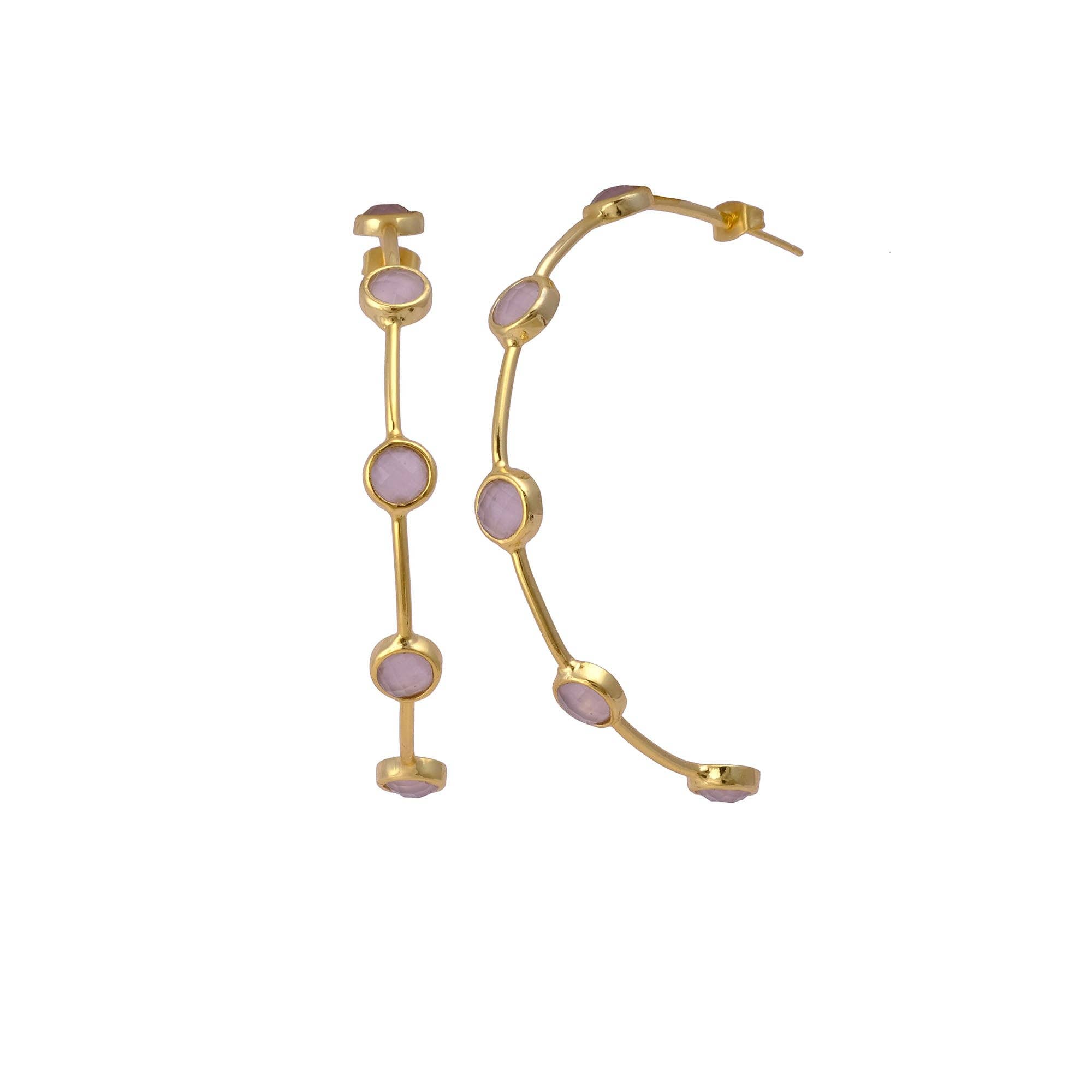 Seher Sf - Wholesale Hoop Earrings - Chalcedony stone hoops