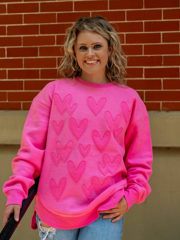 Poncho-sweatshirt med rosa hjärtapplikation för wholesale av Spirit to a Tee