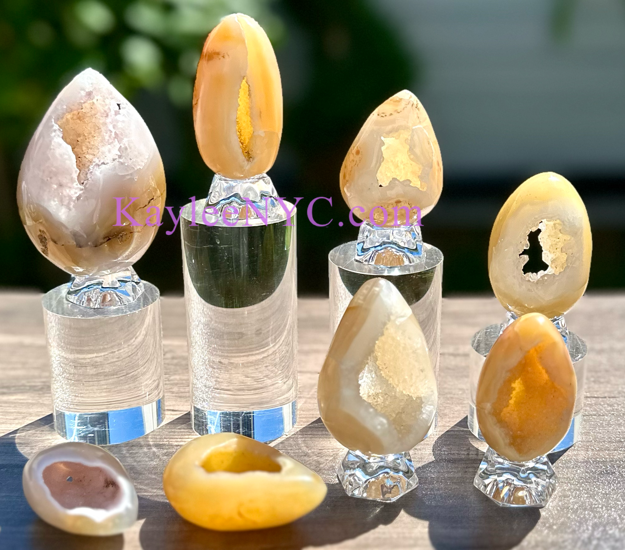 KayleeNYC - Wholesale Spiritual Stone/Crystal - 7-8 pcs Natural Druzy Agate Crystal Egg Energy Healing1