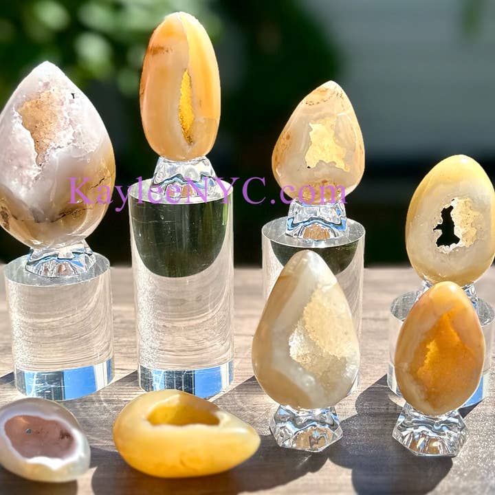 KayleeNYC - Wholesale Spiritual Stone/Crystal - 7-8 pcs Natural Druzy Agate Crystal Egg Energy Healing1