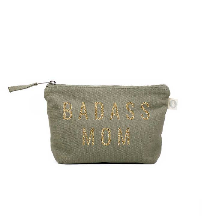 Trousse à maquillage Olive - Gold Badass Mom pour la vente par Quilted Koala