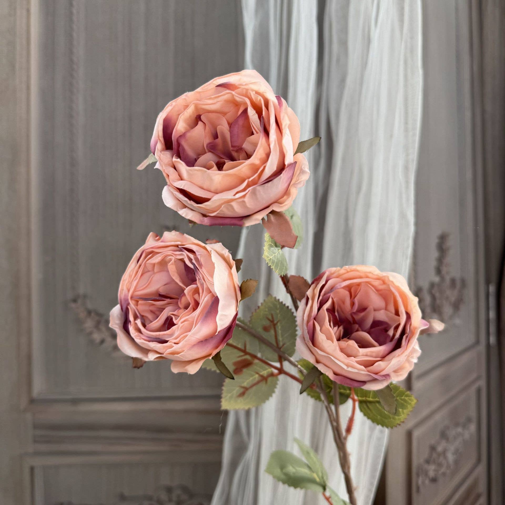 Sweet Home Deco - Wholesale Artificial Flowers - 27''T Faux Dried Look Silk Austin Rose Autumn Flower Stem3