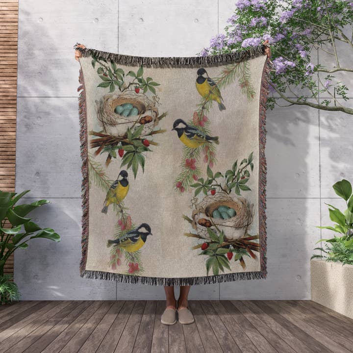 3dRose - Wholesale Throw Blanket - 3dRose, Birds and Nests vintage, Blanket2