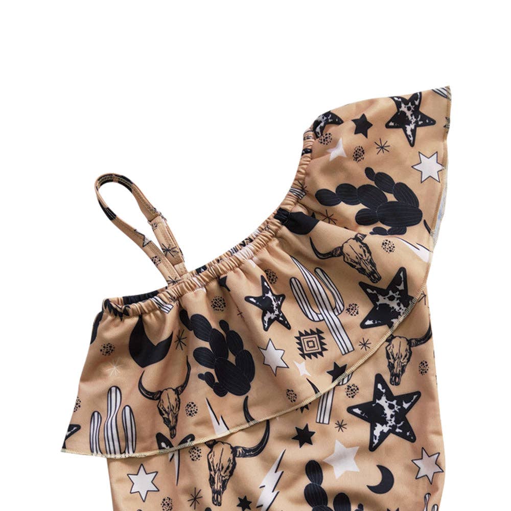 Aier Wholesale - Wholesale One Piece Swimsuit - Kids - Baby Girls Western Cow Cactus One Piece Swimsuits3