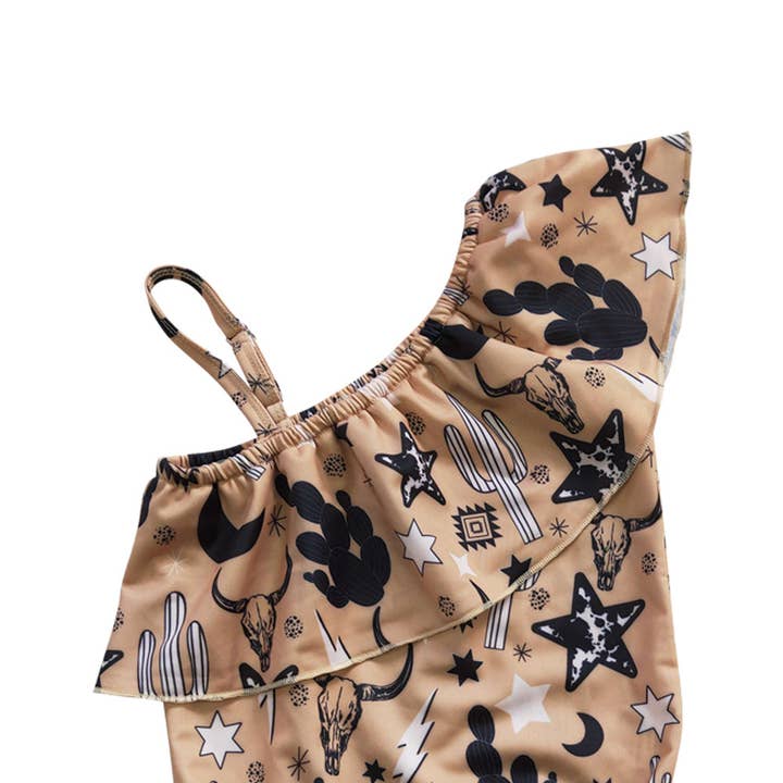 Aier Wholesale - Wholesale One Piece Swimsuit - Kids - Baby Girls Western Cow Cactus One Piece Swimsuits3