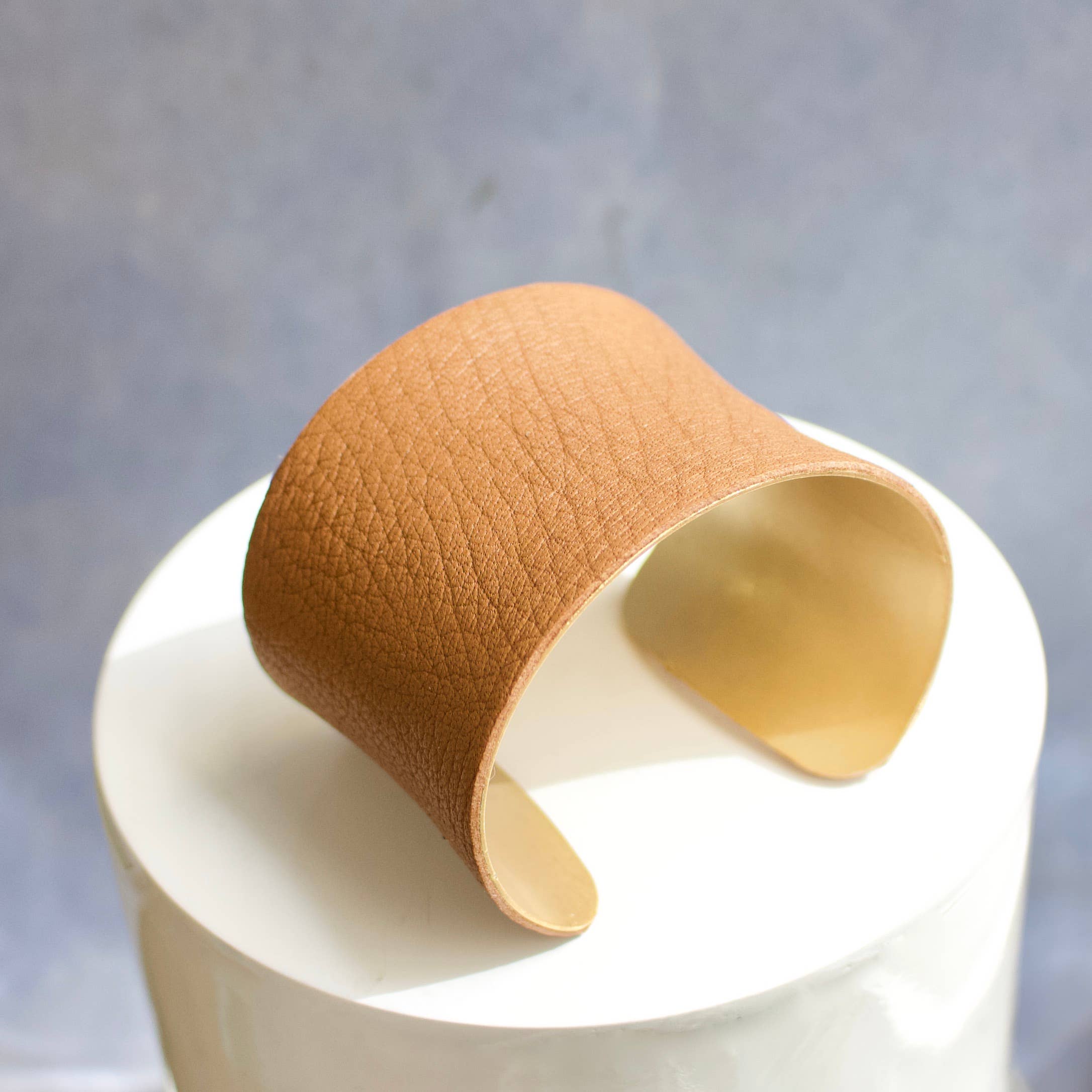 a.v. max - Wholesale Cuff Bracelet - Leather Wrapped Concave Cuff|SAMPLE SALE16