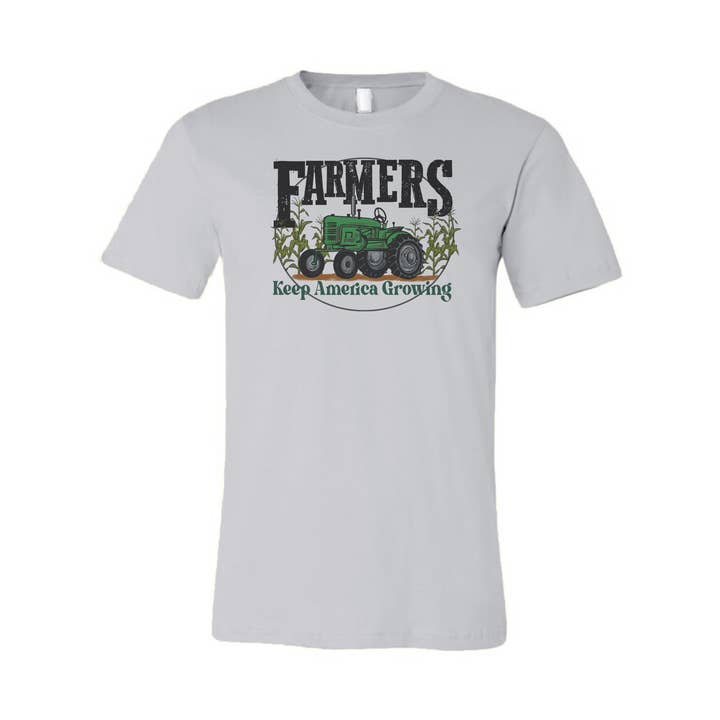 Farmers Growing America Green Tractor Adult Unisex T-Shirt for wholesale by Barefoot Baby