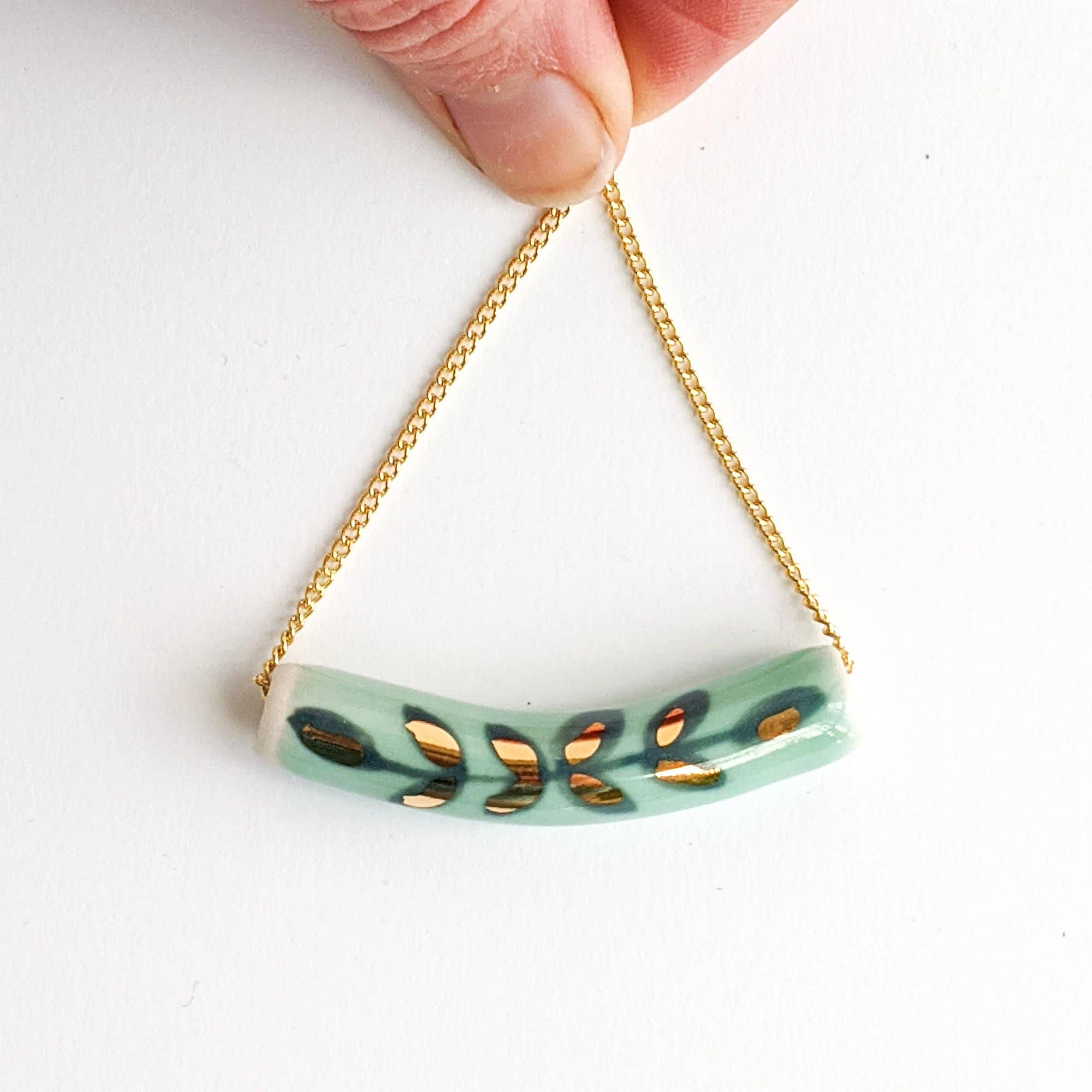 October Forever - Wholesale Pendant/Charm Necklace - Teal Laurel Tube Pendant