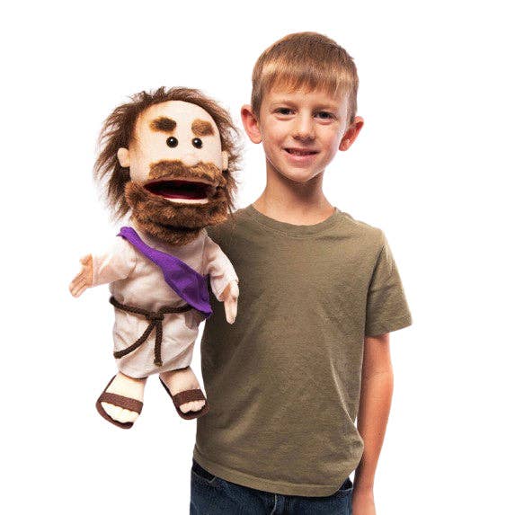 Silly Puppets – Fantoche - Crianças e bebés por atacado – Fantoches Tolos Bíblico Jesus com Cinto de Corda (14")