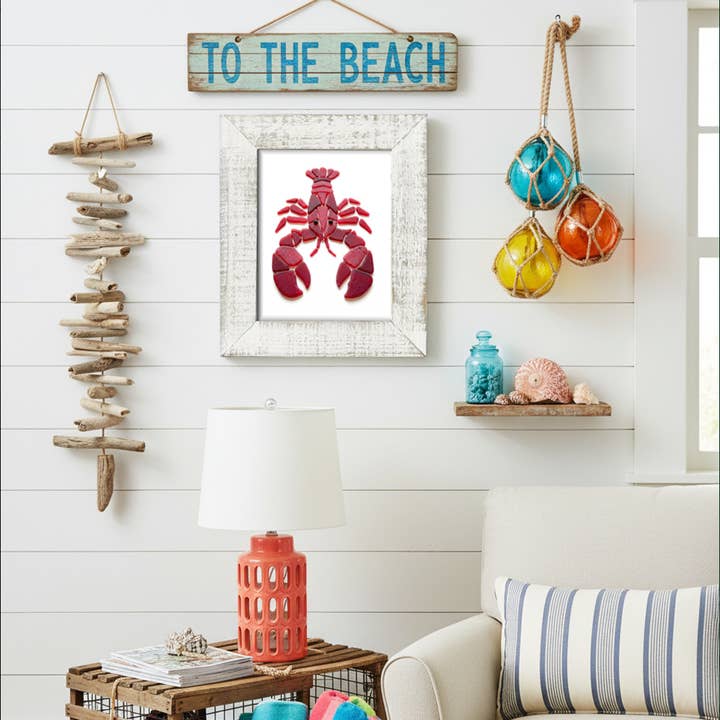 LISART LLC - Wholesale Art Print - Sea glass LOBSTER Framed Print 1