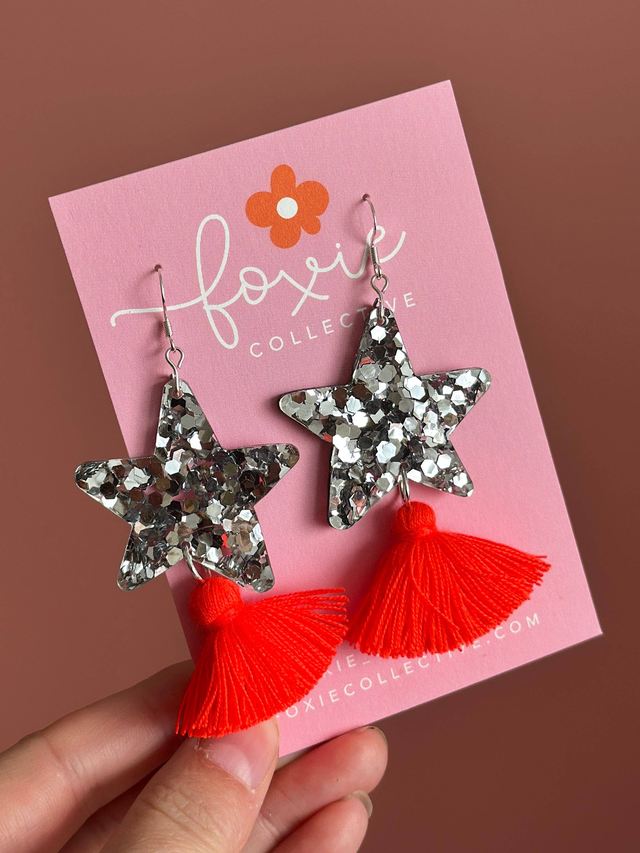 Foxie Collective - Wholesale Dangle Earrings - Custom Star Dust Dangles | Silver or Gold | Select Tassel Colour | WHOLESALE1