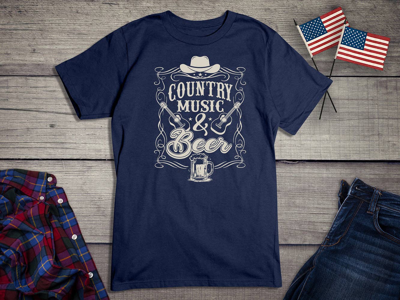 Artopia - Wholesale Screen Printed T-Shirt - Unisex - Country Music And Beer T-Shirt5